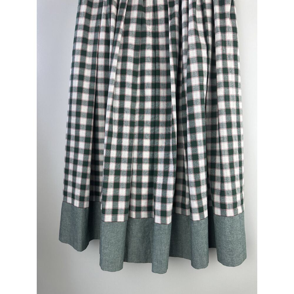 Perry Landhaus Pleated Maxi Skirt German Green Gingham Plaid Country Prairie 38 - Picture 12 of 16